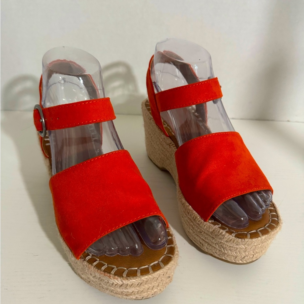 Universal Thread Orange Women's Espadrille Wedge Sandals - Size 6